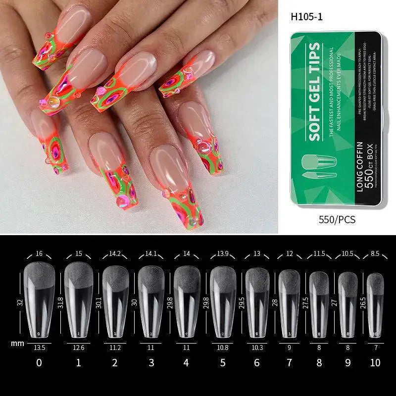 Almond French Coffin Acrylic False Nails Set Elegant Finish