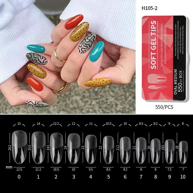 Almond French Coffin Acrylic False Nails Set Elegant Finish