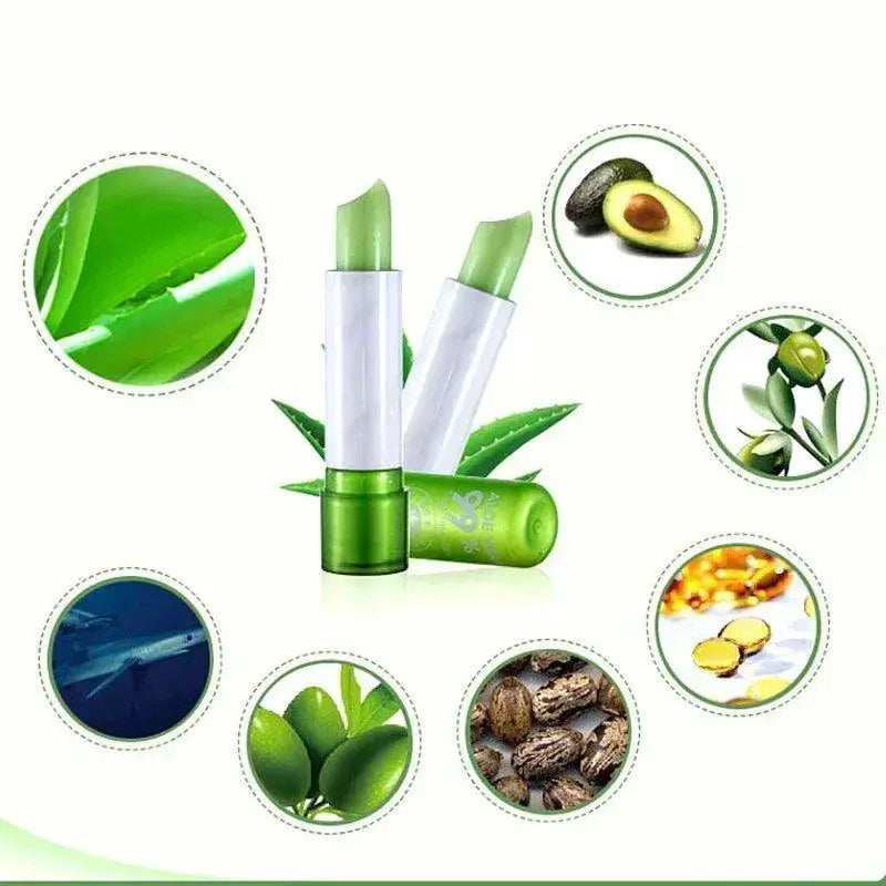 Aloe Vera Lip Balm Hydrating Color Adaptive Anti Aging