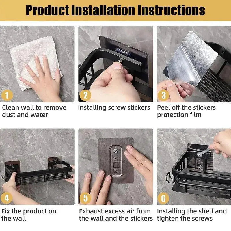 Aluminum Alloy Bathroom Shower Organizer Dual Tier Design