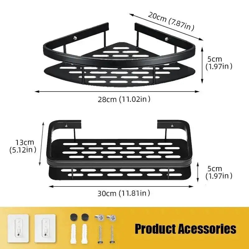 Aluminum Alloy Bathroom Shower Organizer Dual Tier Design