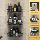 Aluminum Alloy Bathroom Kitchen Shower Organizer Sleek Dual Tier Design