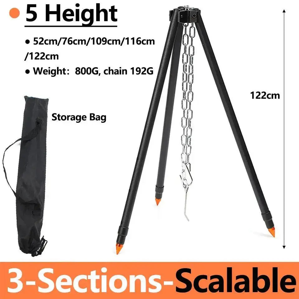 Portable Aluminum Alloy Campfire Tripod For Outdoor Cooking