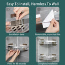 Aluminum Bathroom Shelf Organizer: No-Drill Installation Rack