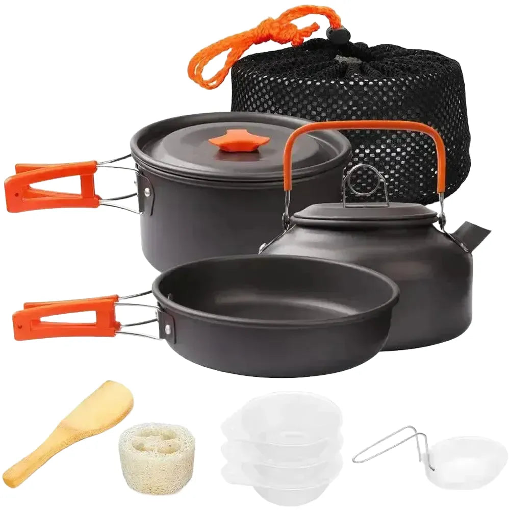 Lightweight Camping Cookware Set for Two — 11-piece set