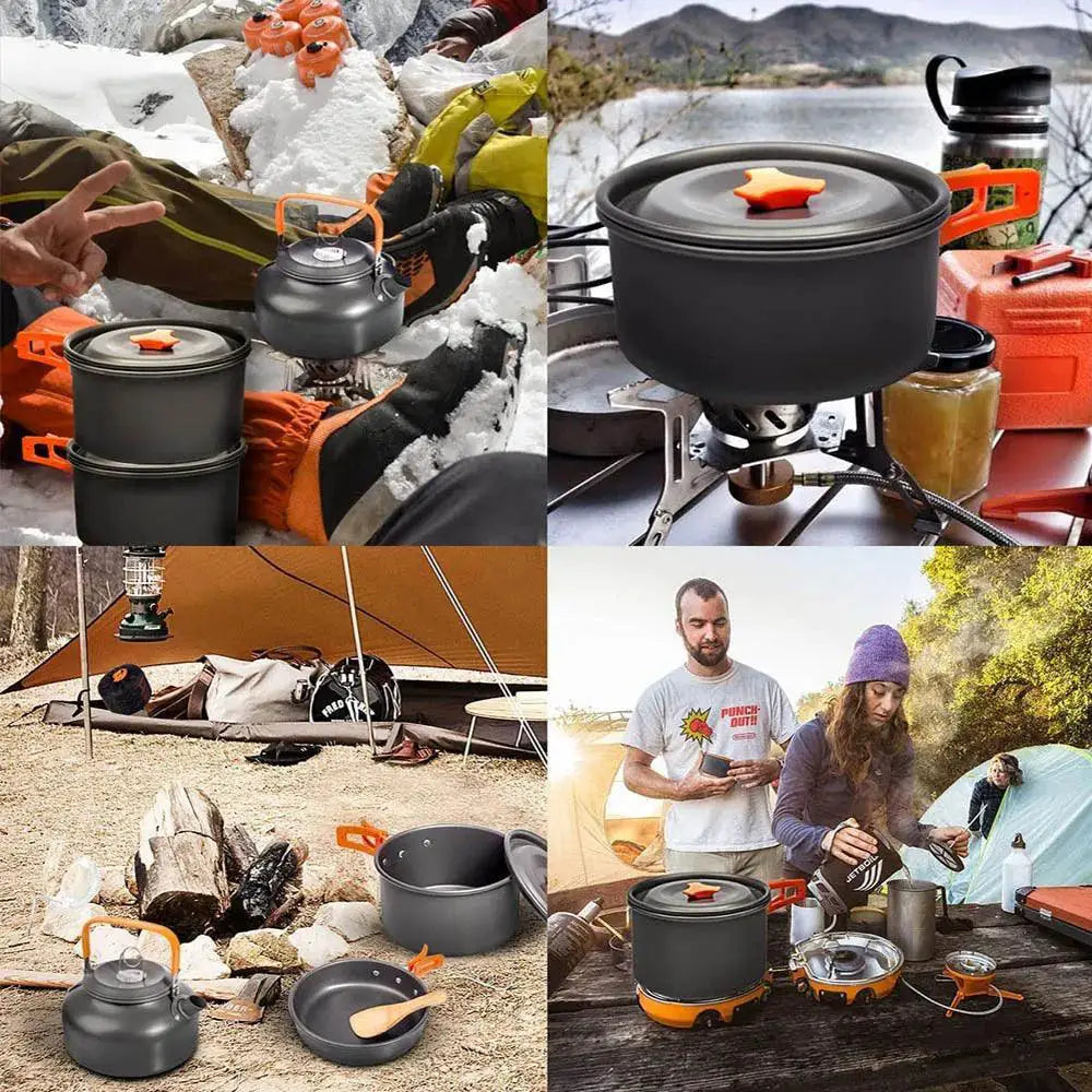 Aluminum Camping Cookware Set Lightweight Outdoor Gear