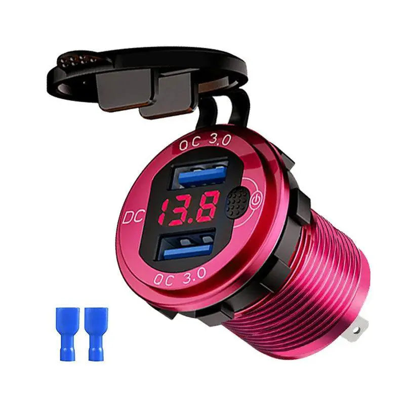 Aluminum Dual USB Car Charger LED Display Fast Charging