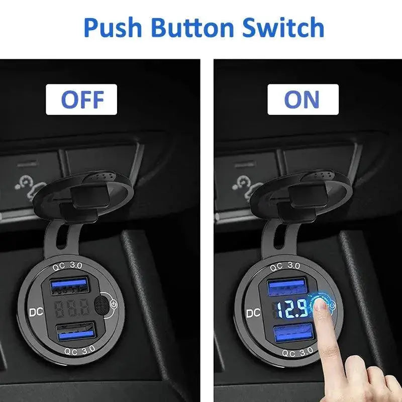 Aluminum Dual USB Car Charger LED Display Fast Charging