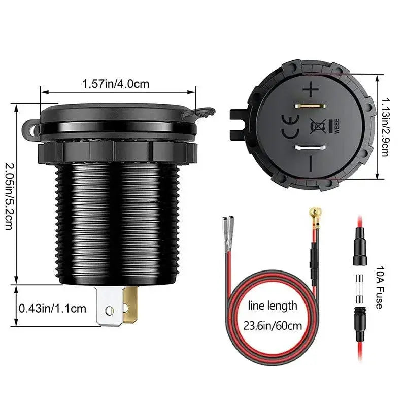 Aluminum Dual USB Car Charger LED Display Fast Charging
