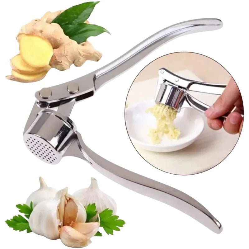 Aluminum Garlic Extruder Grinder Manual Press Gadget With Stainless Steel Blades