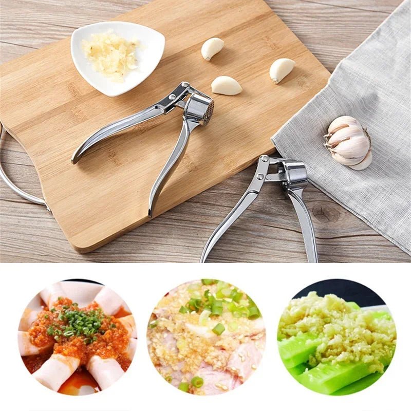 Aluminum Garlic Extruder Grinder Manual Press Gadget With Stainless Steel Blades