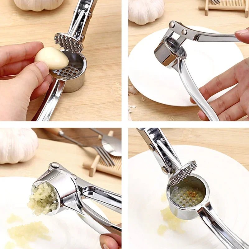 Aluminum Garlic Extruder Grinder Manual Press Gadget With Stainless Steel Blades