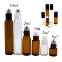 Amber Glass Roll-On Bottles for Essential Oils Set 6 Pack
