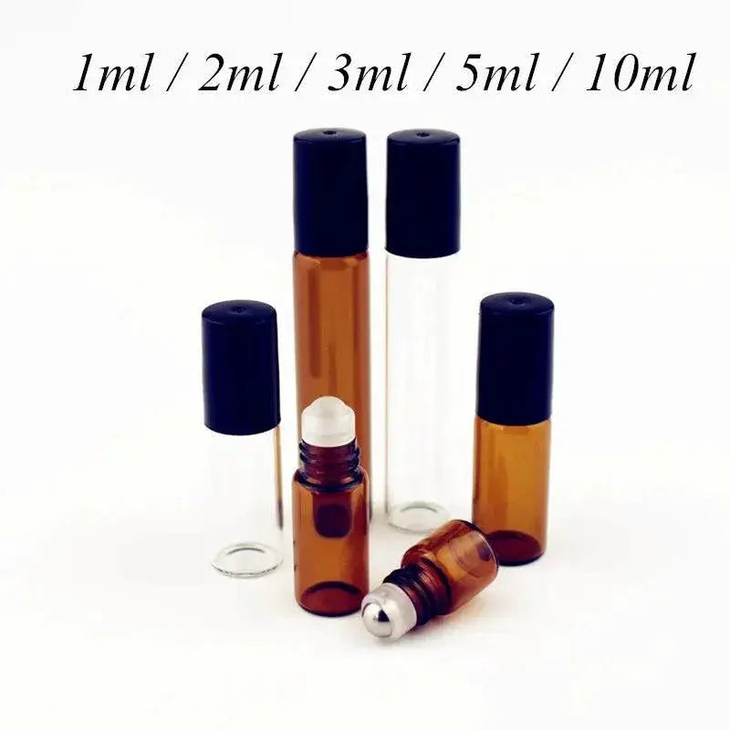 Amber Glass Roll On Bottles Set For Essential Oils 6 Pack