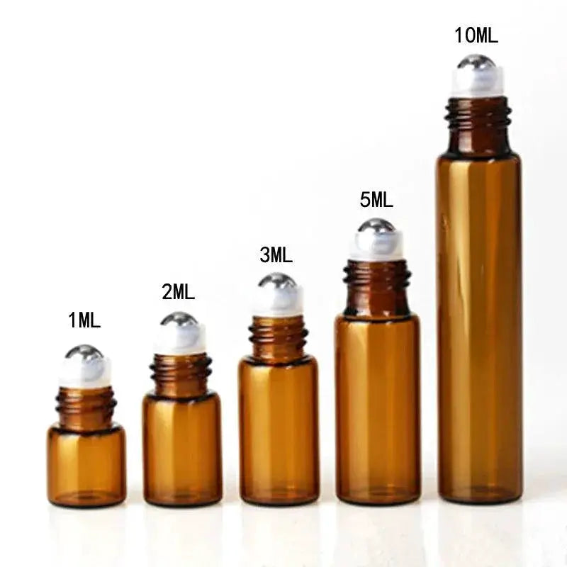 Amber Glass Roll On Bottles Set For Essential Oils 6 Pack