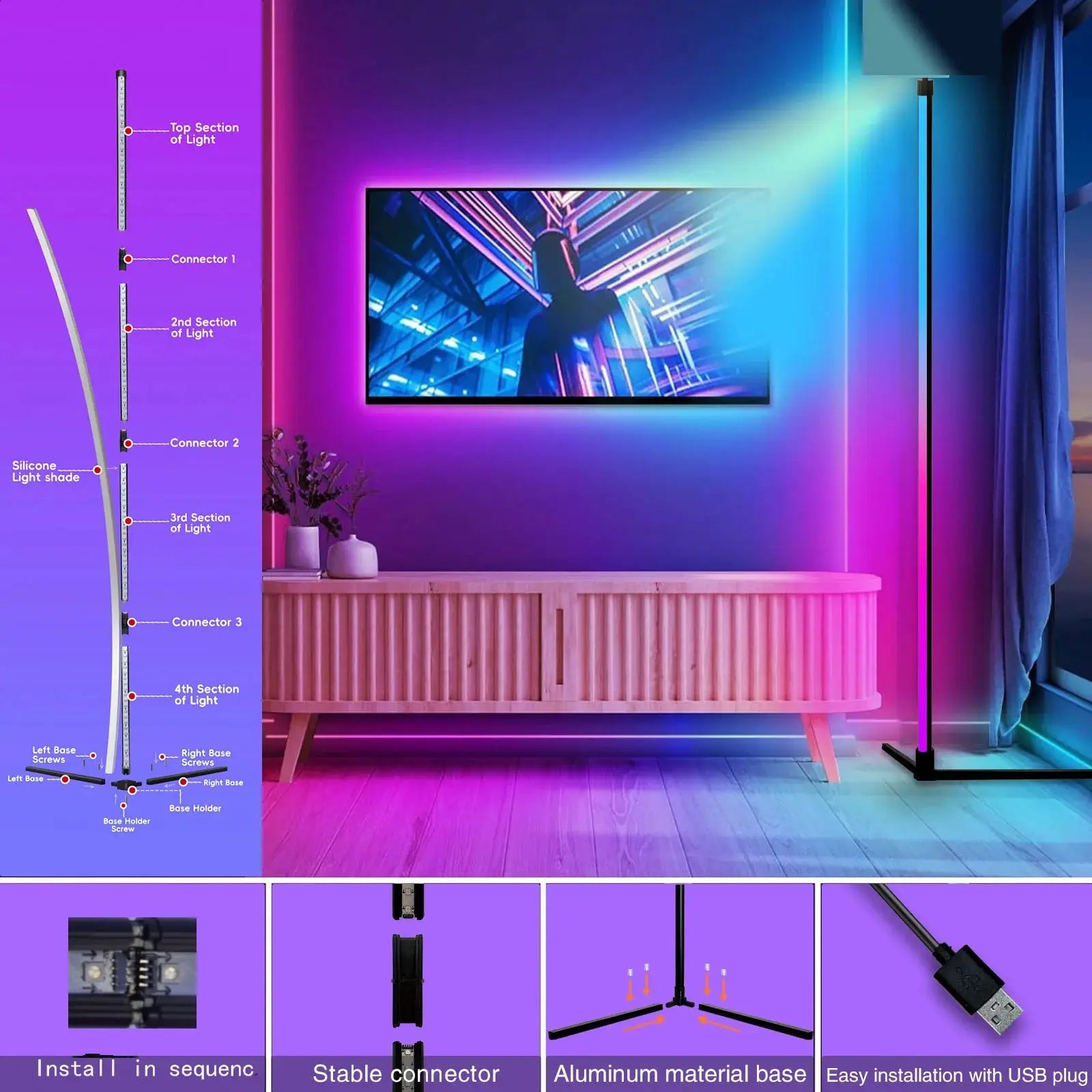 Ambient Mood RGB Floor Lamp for Bedroom