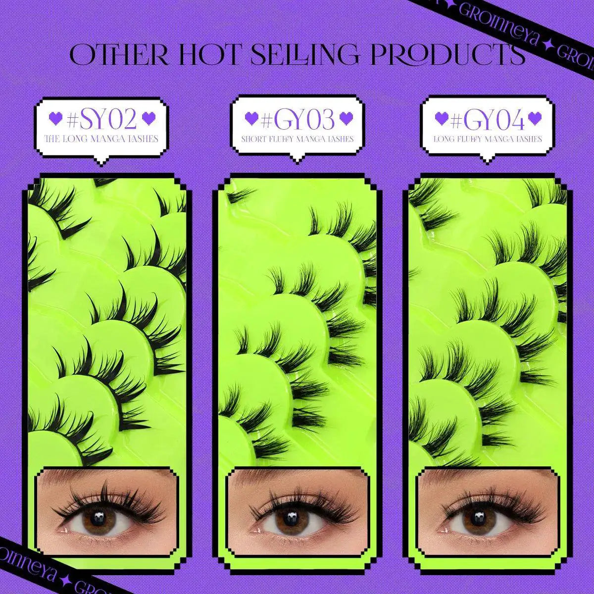 Anime Inspired Reusable Wispy Cross False Lashes Kit