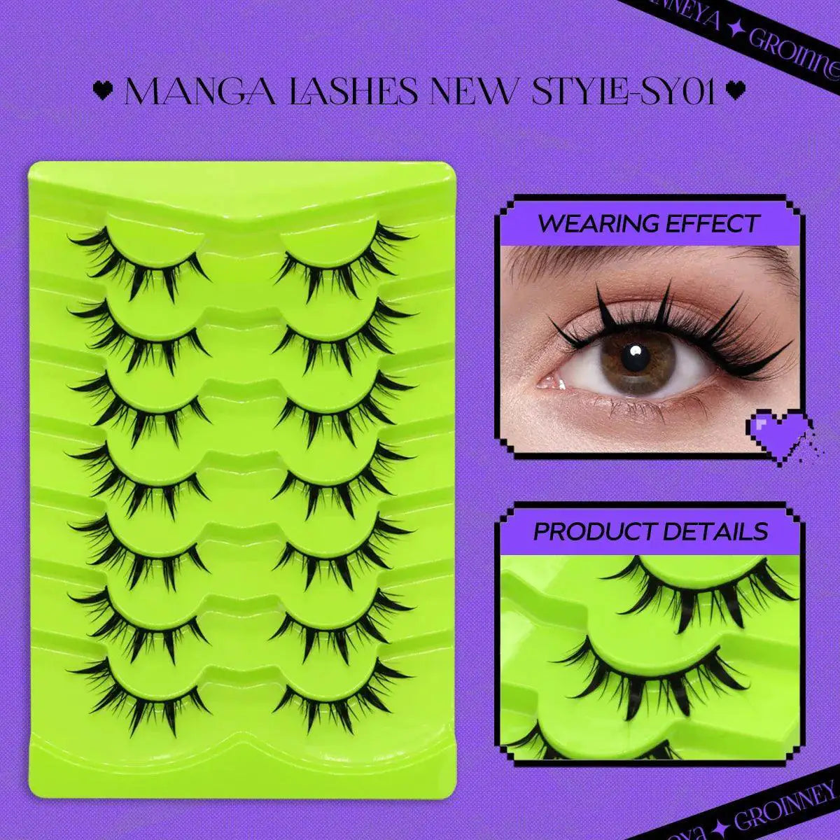 Anime Inspired Reusable Wispy Cross False Lashes Kit
