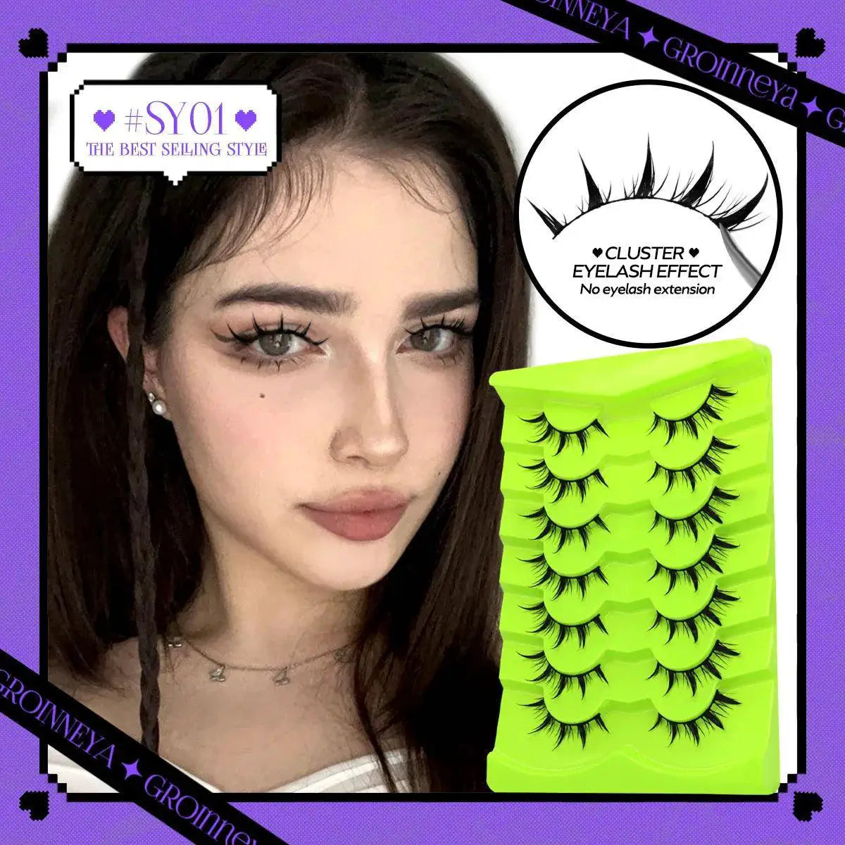 Anime Inspired Reusable Wispy Cross False Lashes Kit