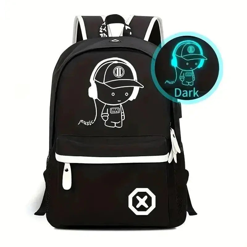 Anime Luminous Kids Backpack Waterproof USB School Bag