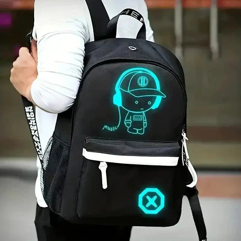 Anime Luminous Kids Backpack Waterproof USB School Bag
