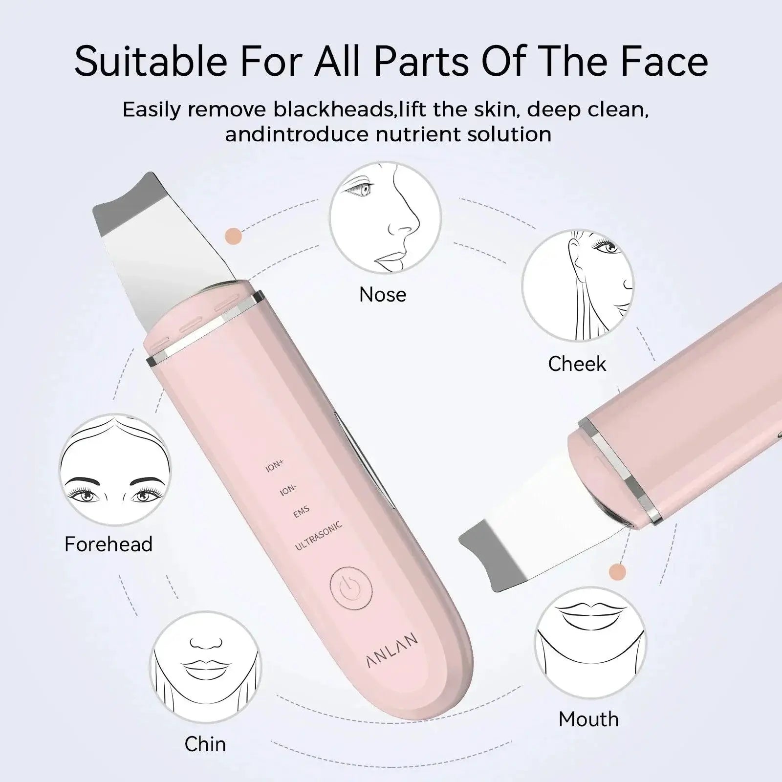 ANLAN Ultrasonic Skin Scrubber for Deep Facial Cleansing