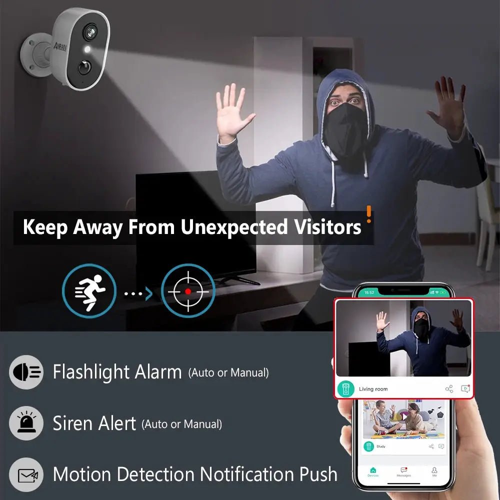 ANRAN C2 2K Battery Wireless Security Camera IP65 With AI Human Detection