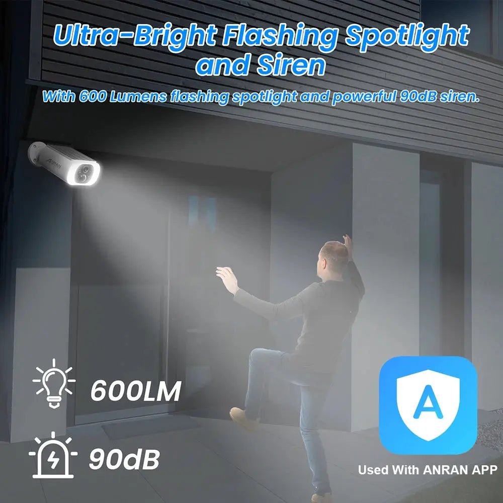 ANRAN Outdoor Solar Wireless WiFi Camera With 3MP Color Night Vision Floodlight