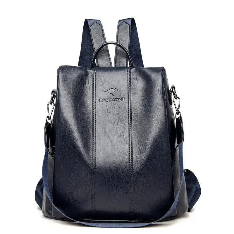 Anti Theft Leather Backpack Women Vintage Shoulder Bag