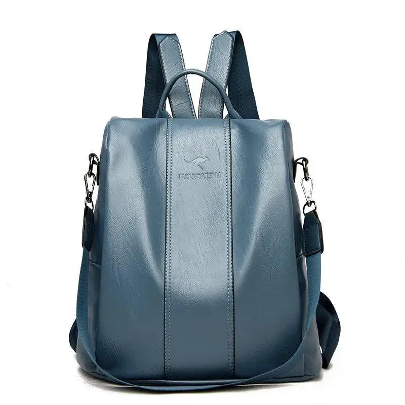 Anti Theft Leather Backpack Women Vintage Shoulder Bag