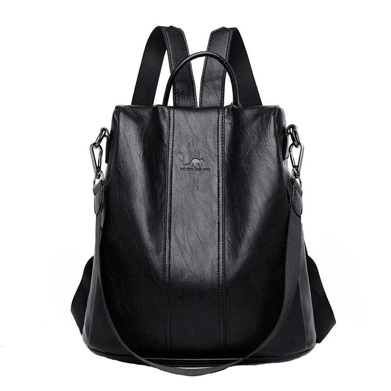 Anti Theft Leather Backpack Women Vintage Shoulder Bag