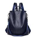 Anti-Theft Leather Backpack Women Vintage Shoulder Bag