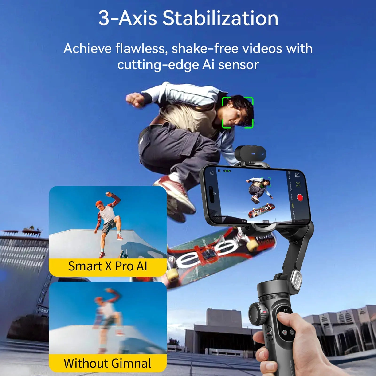 AOCHUAN Smart XPro Smartphone Gimbal 3 Axis Stabilization Magnetic Face Tracking