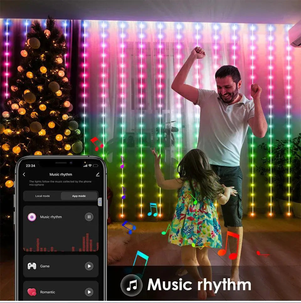 App Controlled RGB Curtain Lights With 16M Colors And Music - OurLum.com