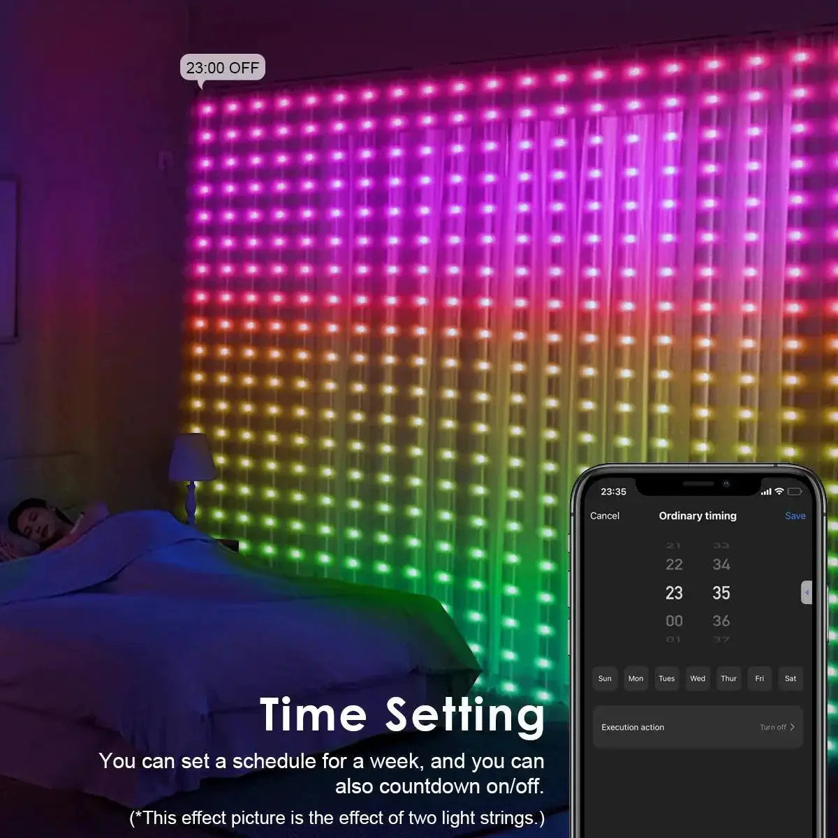 App Controlled RGB Curtain Lights With 16M Colors And Music - OurLum.com