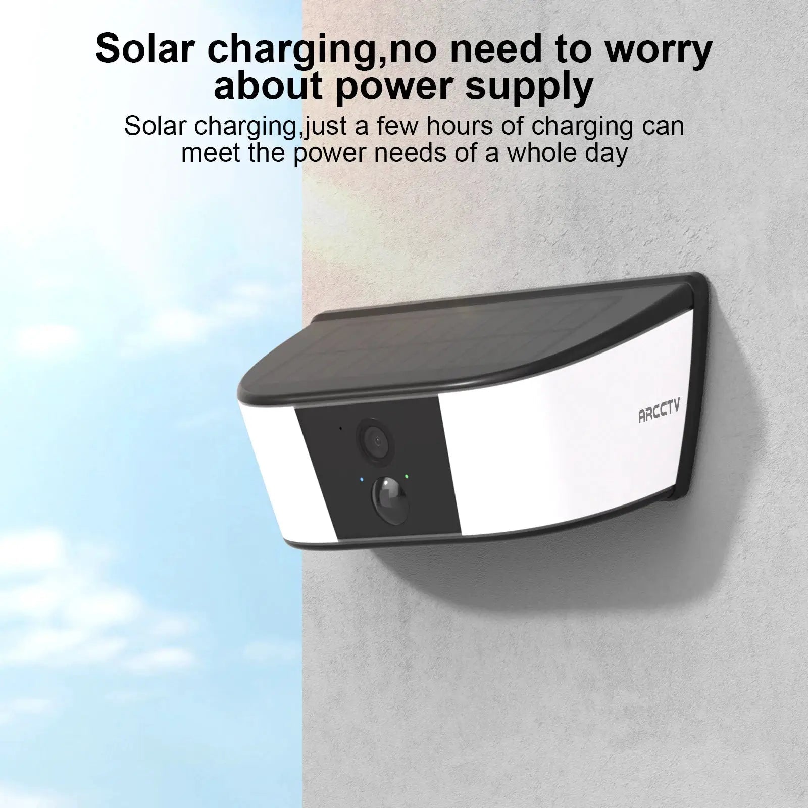 ARCCTV 2K Solar WiFi Floodlight Camera With Two Way Audio Smart Home Guard