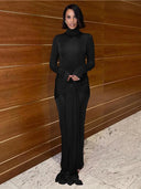 Articat Lace-Up Maxi Dress Elegant Autumn Party Attire