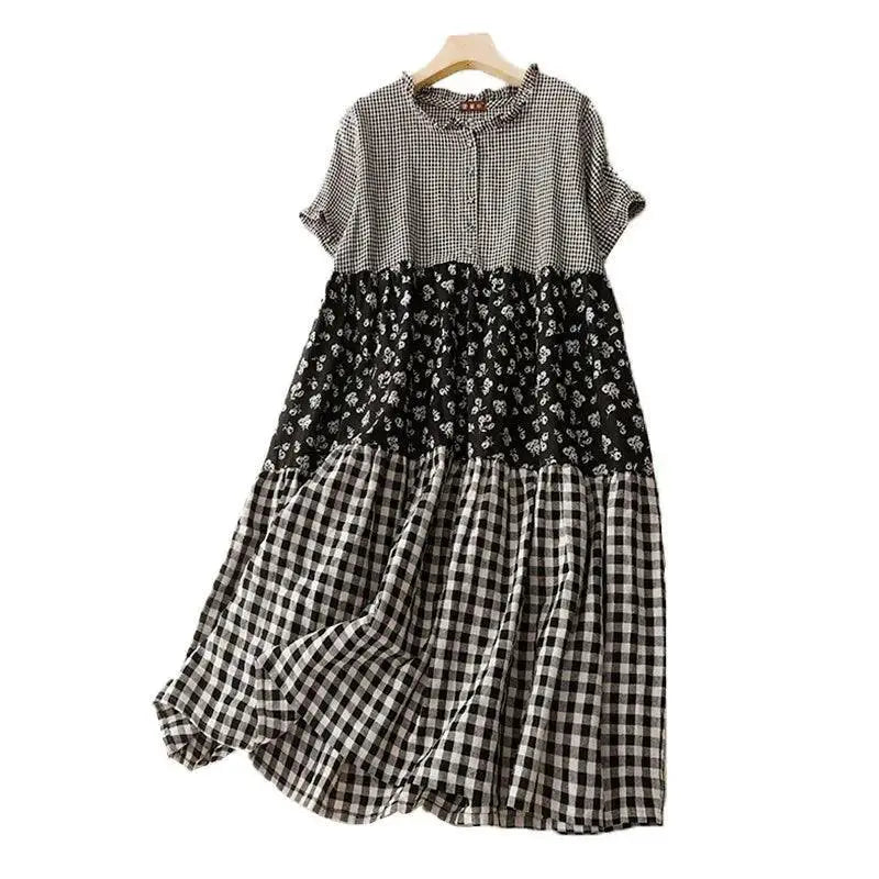 Artsy Patchwork Plaid Dress Summer Statement Style