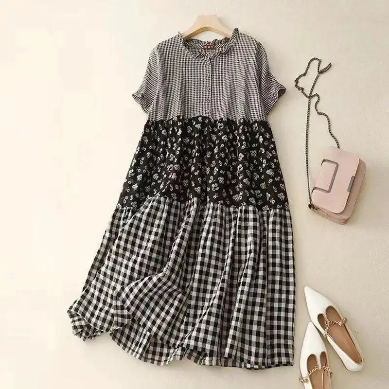 Artsy Patchwork Plaid Dress Summer Statement Style