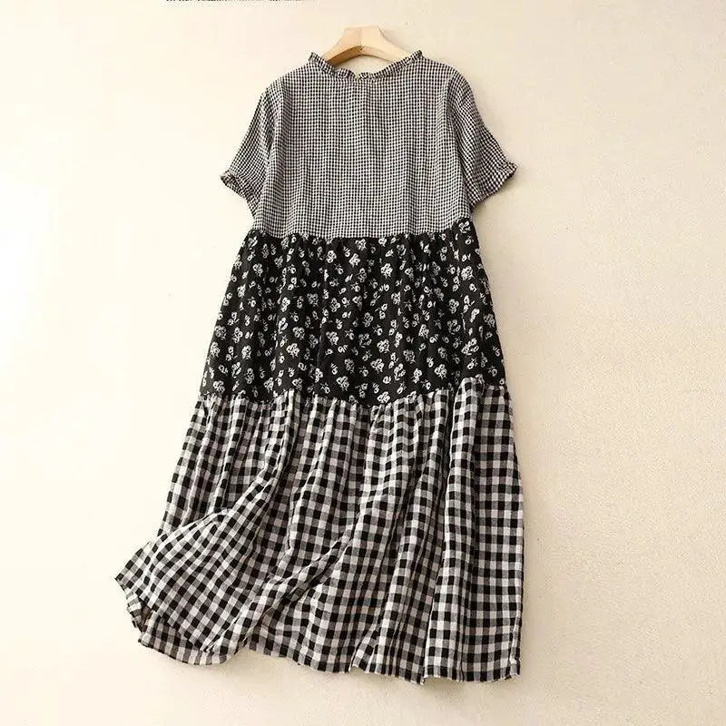 Artsy Patchwork Plaid Dress Summer Statement Style