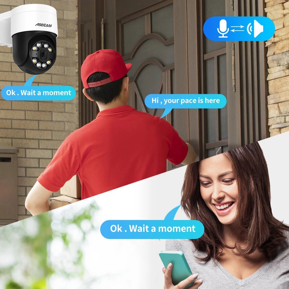 ASECAM 8MP 4K PTZ IP Camera - AI Face Detection Color Night Vision Outdoor IP66X