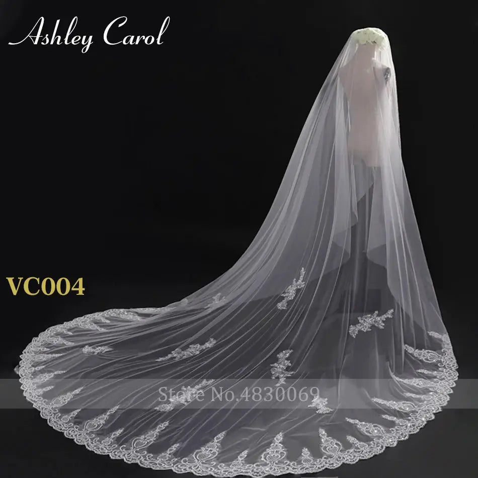 Ashley Carol Custom Cathedral Length Lace Veil With Comb Hooked On Lace