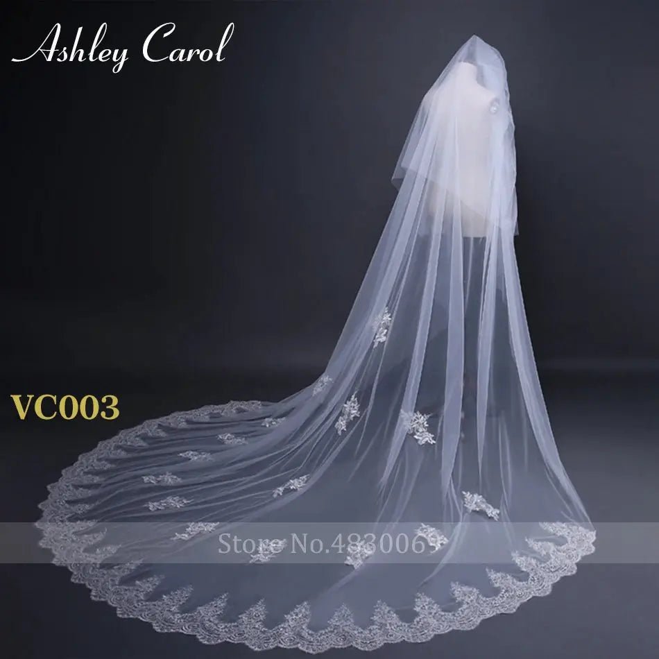 Ashley Carol Custom Cathedral Length Lace Veil With Comb Hooked On Lace