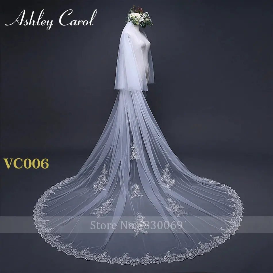 Ashley Carol Custom Cathedral Length Lace Veil With Comb Hooked On Lace
