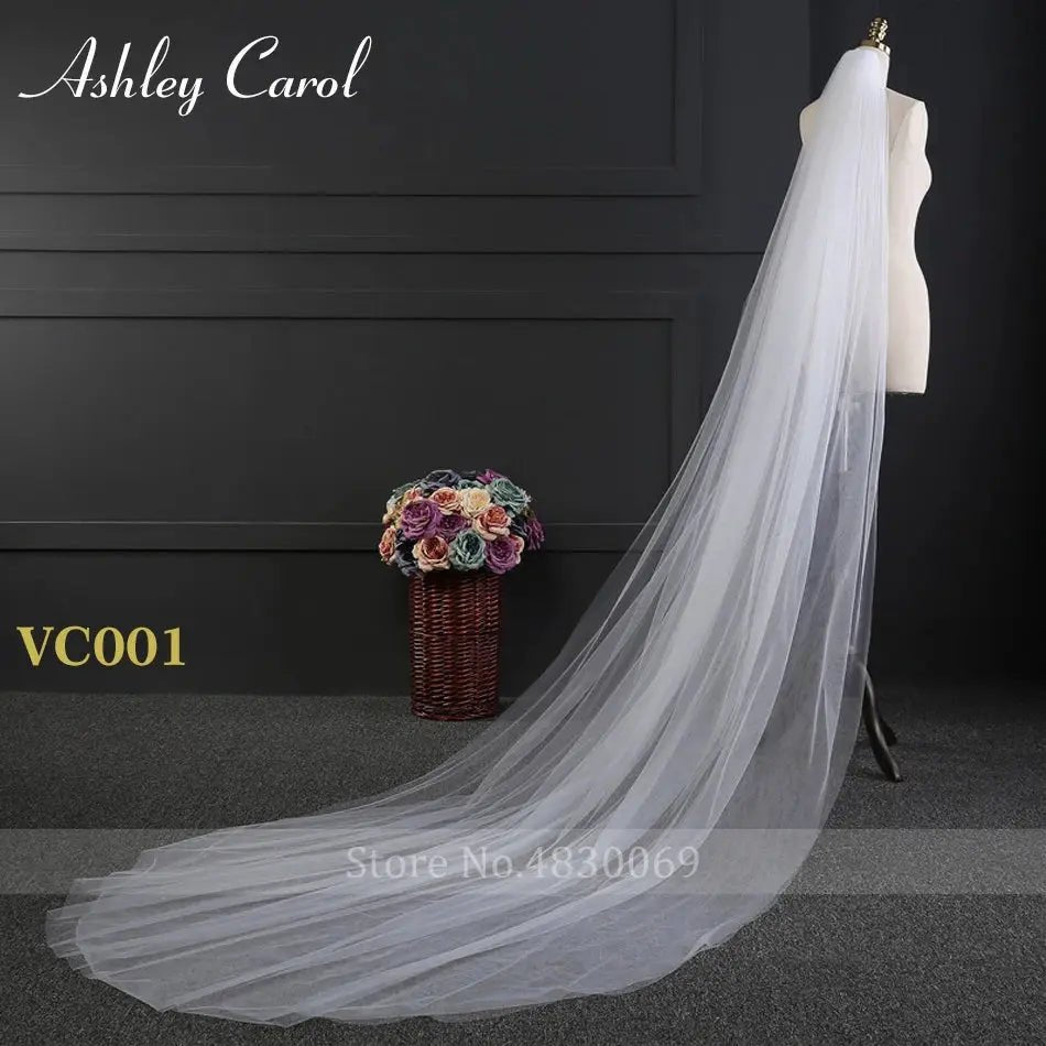 Ashley Carol Custom Cathedral Length Lace Veil With Comb Hooked On Lace