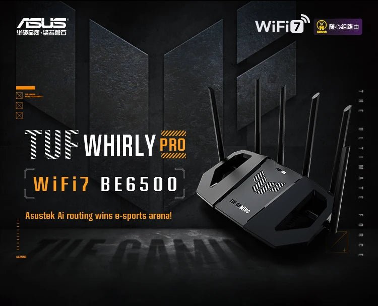 ASUS WiFi7 TUF GAMING BE6500 - Ultra Low Latency Gaming Router for Fast Home WiFi