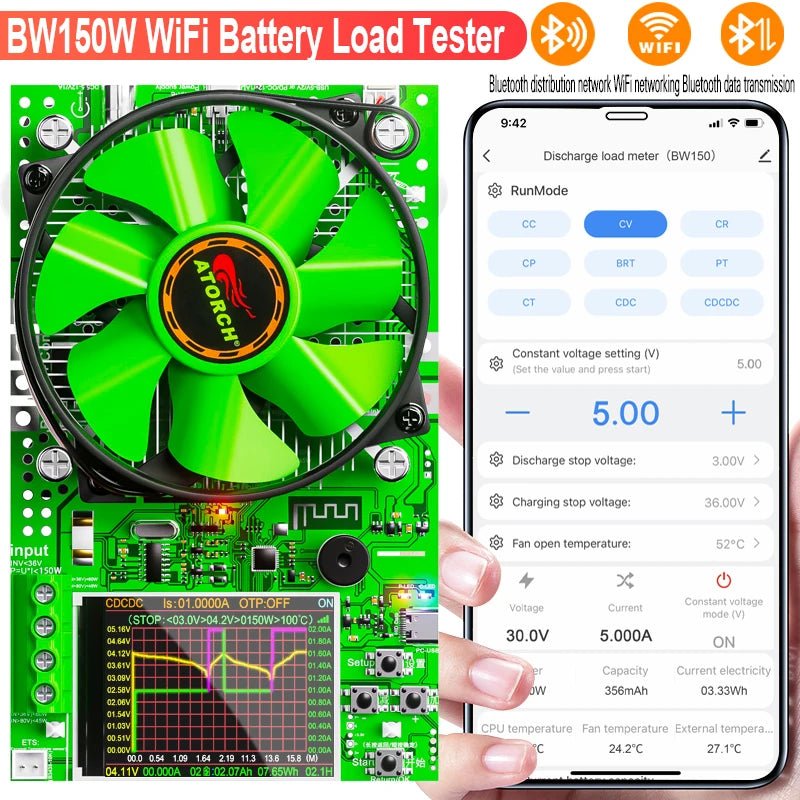 Atorch BW150 Tuya WiFi Smart Battery Tester - 18650 Capacity Meter With USB Load