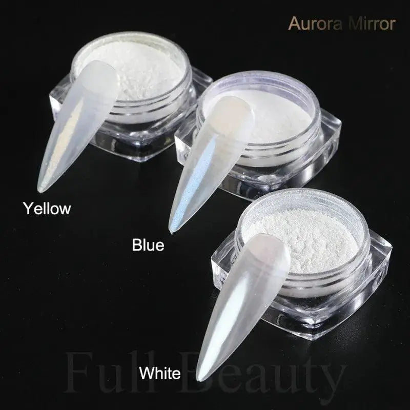 Aurora Blue Chrome Nail Powder Holographic Sparkle