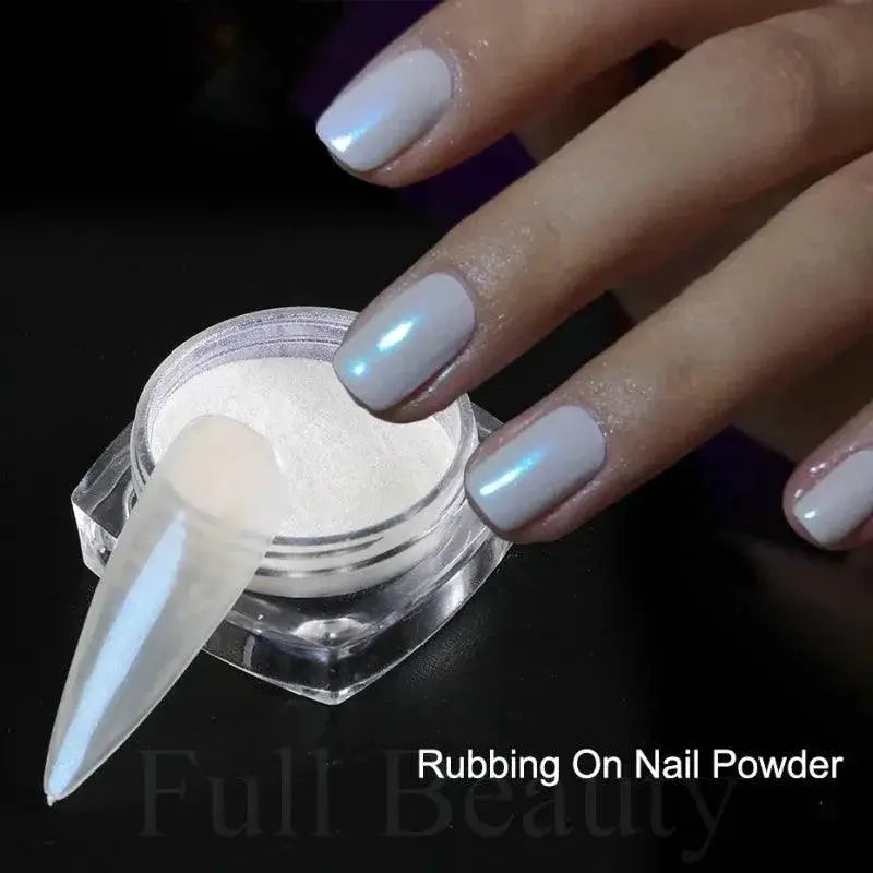 Aurora Blue Chrome Nail Powder Holographic Sparkle