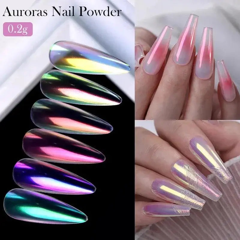 Aurora Nail Powder Sparkling Glitter For Glamorous Nails